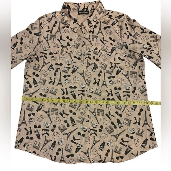 Karl Lagerfeld Paris Printed Button Front Blouse XL - Picture 6 of 10